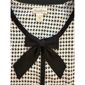 Maggie Barnes Houndstooth Bow Blouse Womens Size 28‎ Button-Down Holiday Office